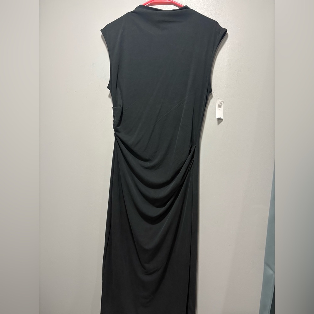 Old Navy Black Ruched Asymmetrical Midi Dress